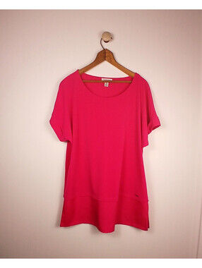 Calvin Klein Pink Stretch Top Women Medium Short Sleeve Casual Tee
